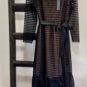 BCBGMaxAzria Black Sheer Striped Dress